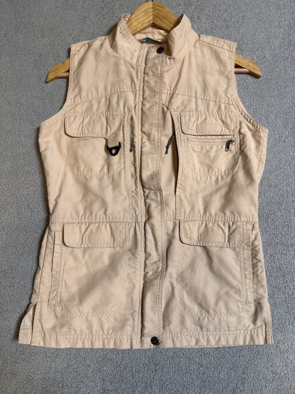 Magellan Utility Vest Beige Lightweight Multi-Pocket Outdoor Size Small